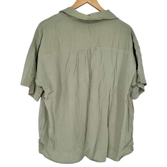 Heyson Sage Green Collared V Neck Short Sleeve Blouse size 1X NWT Relaxed Fit - Picture 7 of 11